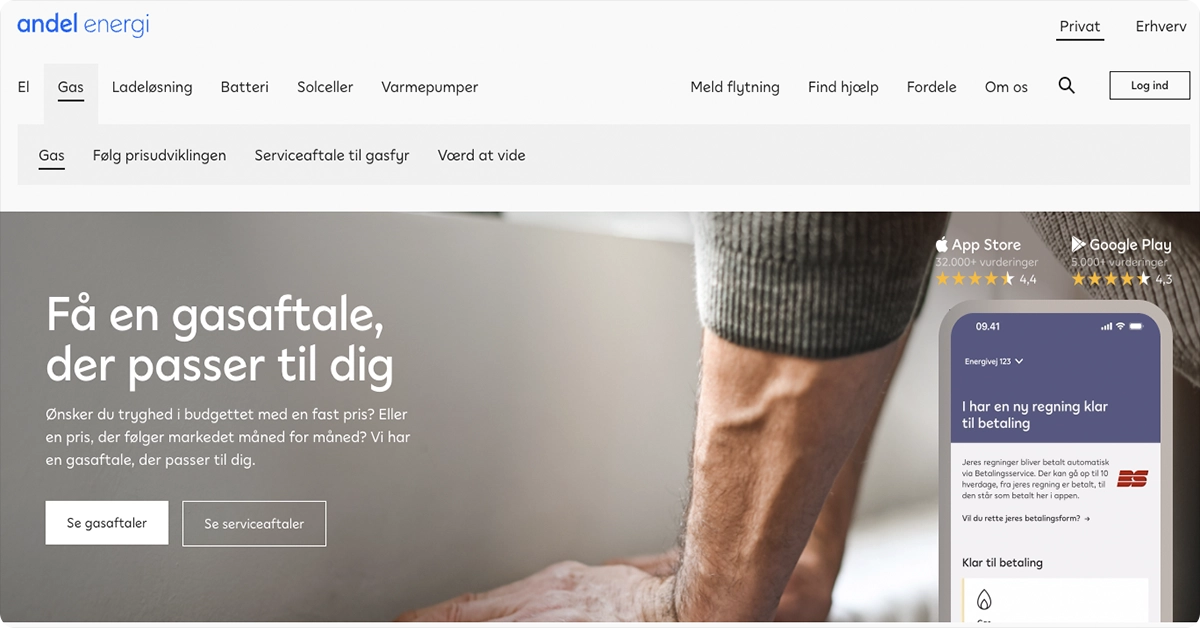 Andel Energi - Billig naturgas fra 6,64 kr./m³